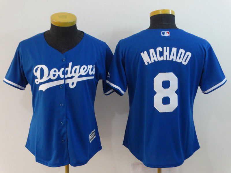 Women Los Angeles Dodgers #8 Machado Blue MLB Jerseys